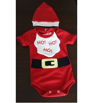 Conjunto de body papai noel com babador | Cor: Vermelho e branco